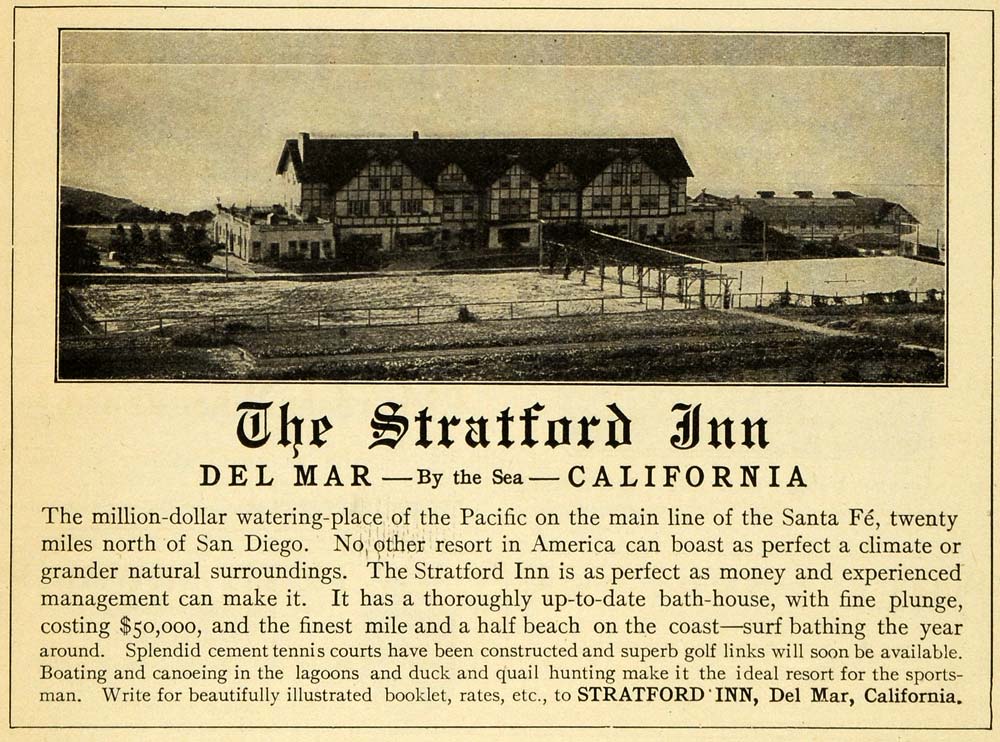 1910 Ad Del Mar California Lodging Stratford Inn Architecture Hotels PM3