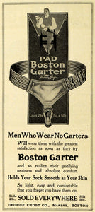 1913 Ad Men's Clothing Accessories Lisle Silk Pad Boston Garter George Frost PM3