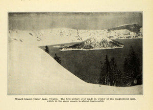 1912 Print Wizard Island Crater Lake National Park Oregon Winter Natural PM3