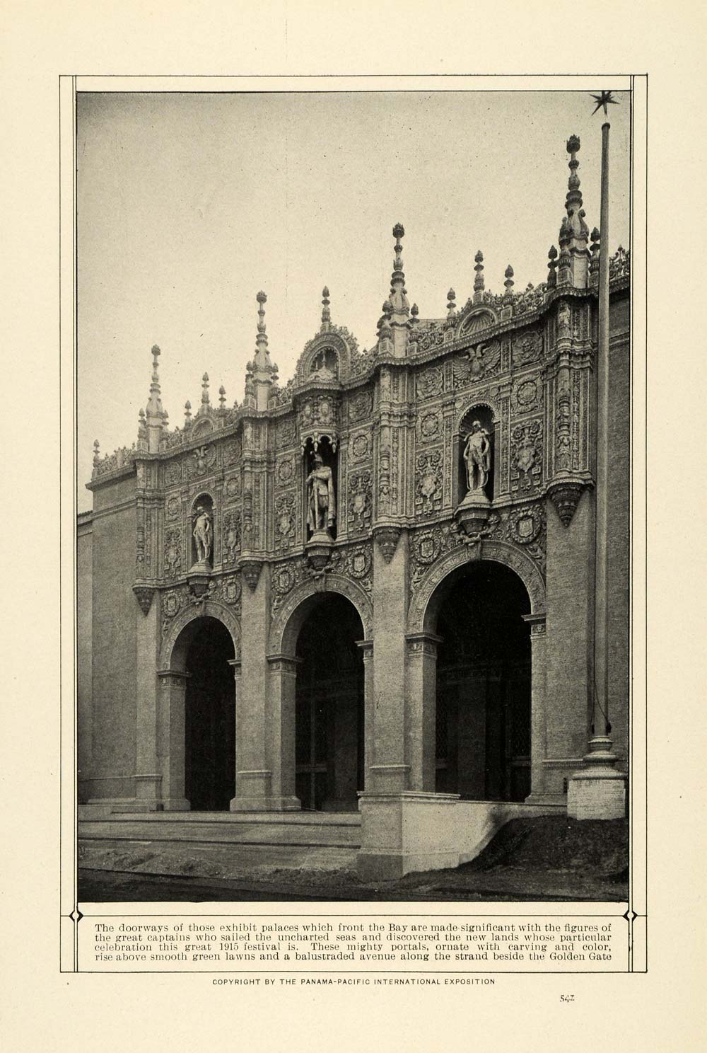 1914 Print Panama Pacific Exposition Ornate Portal Architecture San PM3