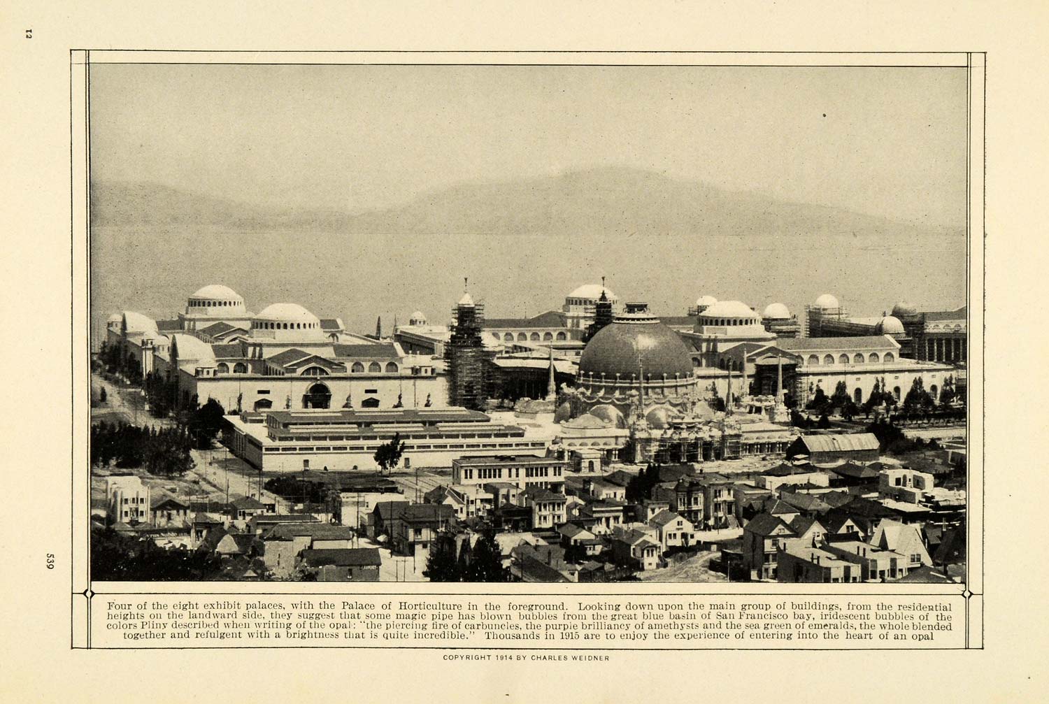 1914 Print Panama Pacific Exposition Aerial Architecture Horticulture Palace PM3