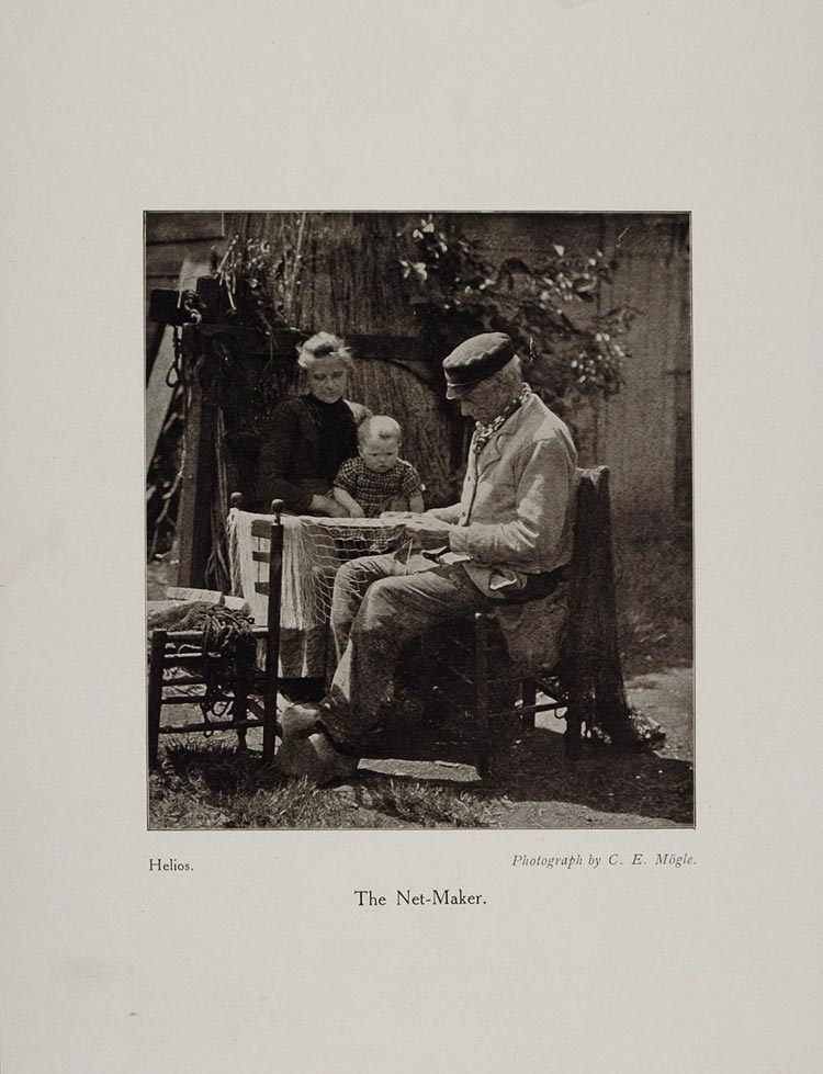 1911 Print Fisherman Fishing Net Woman Baby C. E. Mogle - ORIGINAL PNR1