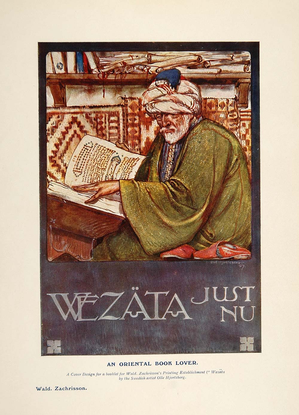 1908 Print Wezata Man Turban Book Olle Hjortzberg NICE - ORIGINAL PNR2