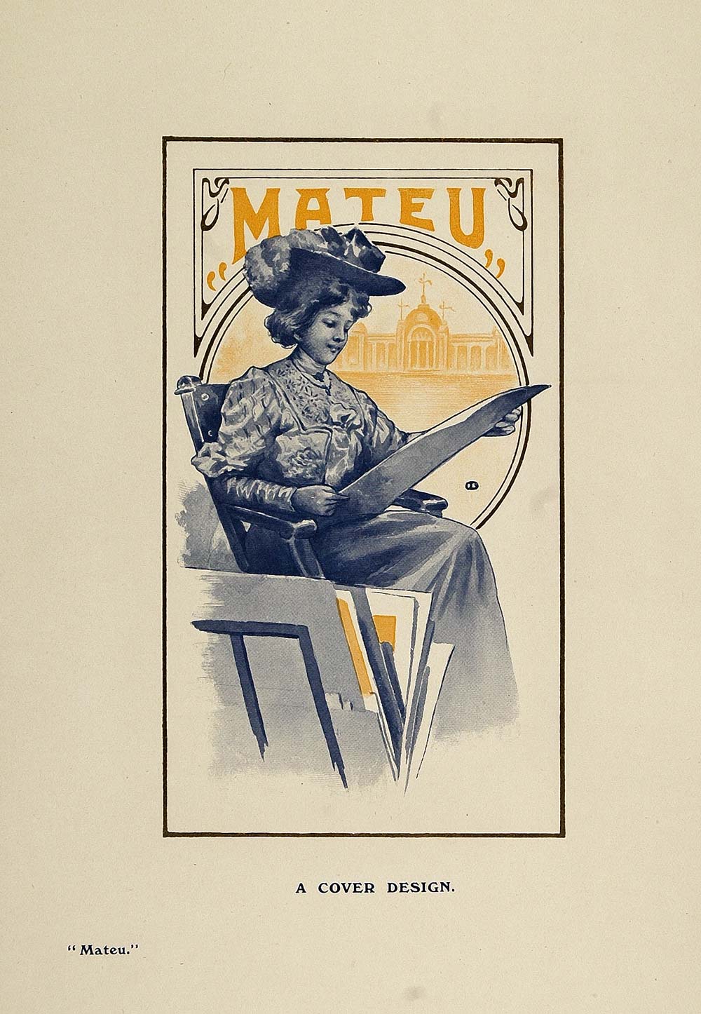 1908 Print Portrait Victorian Woman Mateu Cover Design - ORIGINAL PNR2