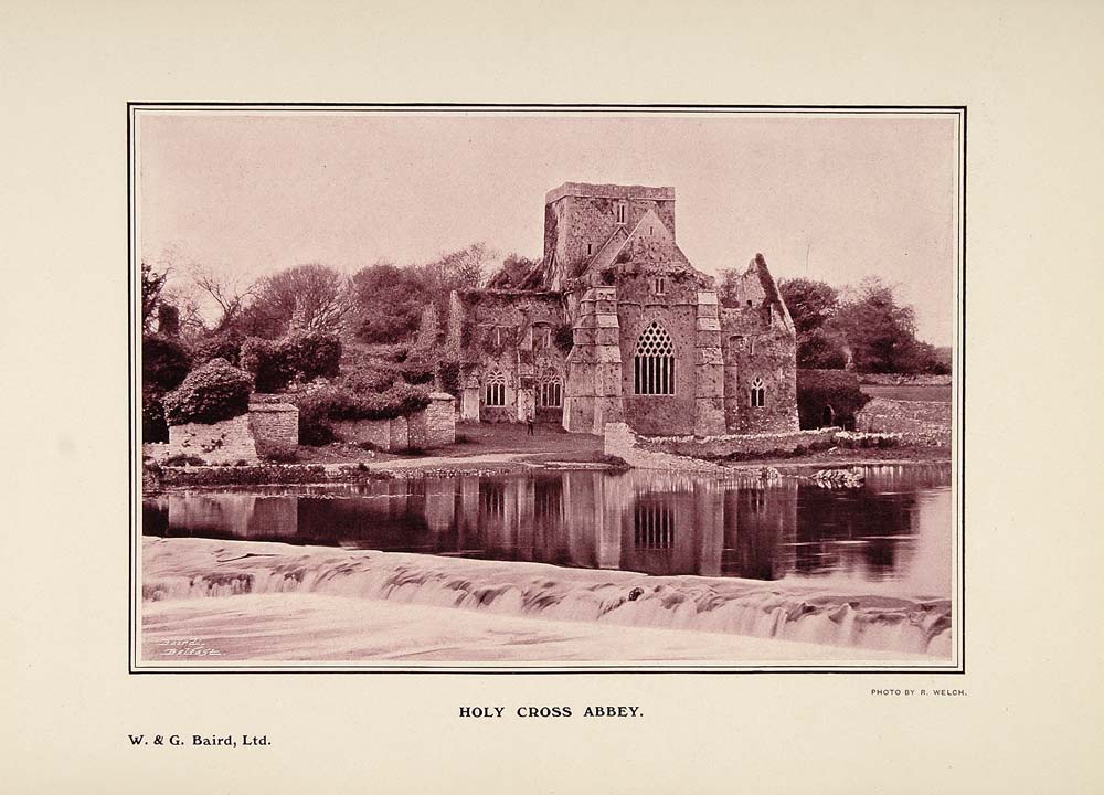 1908 Print Holy Cross Abbey Ruins Ireland Suir River - ORIGINAL HISTORIC PNR2