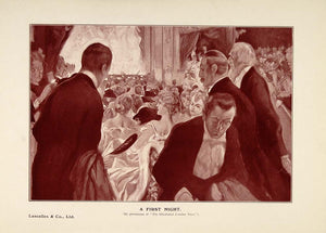 1908 Print First Opening Night Theatre Stage Audience - ORIGINAL PNR2