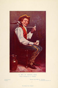 1898 Color Print Old Man Bird Pipe Tobacco J.L. Wimbush - ORIGINAL PNR3