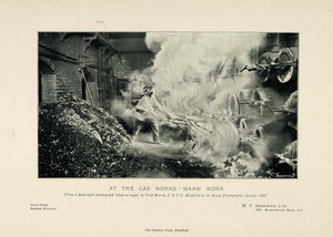 1898 Print Worker Interior Gas Works Fred Marsh UNUSUAL ORIGINAL HISTORIC PNR3
