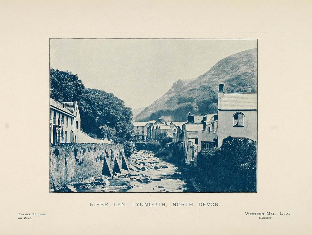 1898 Print River Lyn Lynmouth North Devon England - ORIGINAL HISTORIC IMAGE PNR3