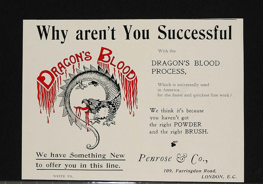 1901 Ad Dragon's Blood Process Printing Dragon UNUSUAL - ORIGINAL PNR4