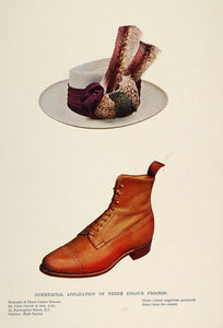 1901 Color Print Edwardian Fashion Shoe Hat Feathers - ORIGINAL PNR4