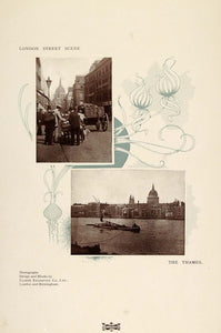 1901 Print London Street Scene River Thames England - ORIGINAL PNR4