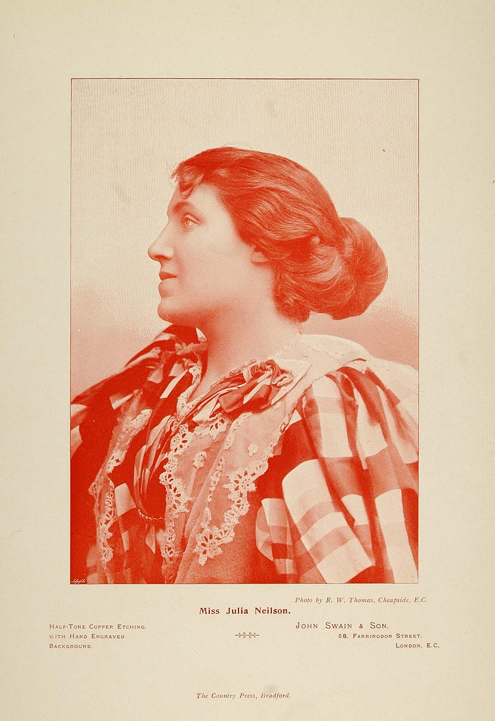 1897 Print Portrait Miss Julia Neilson English Actress ORIGINAL HISTORIC PNR5