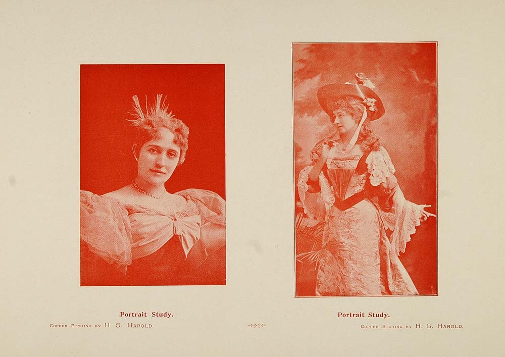 1897 Print Portrait Two Victorian Women H. G. Harold - ORIGINAL HISTORIC PNR5