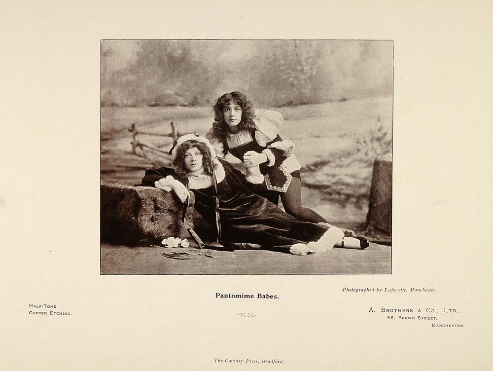 1897 Halftone Print Portrait Pantomime Babes Actors - ORIGINAL HISTORIC PNR5