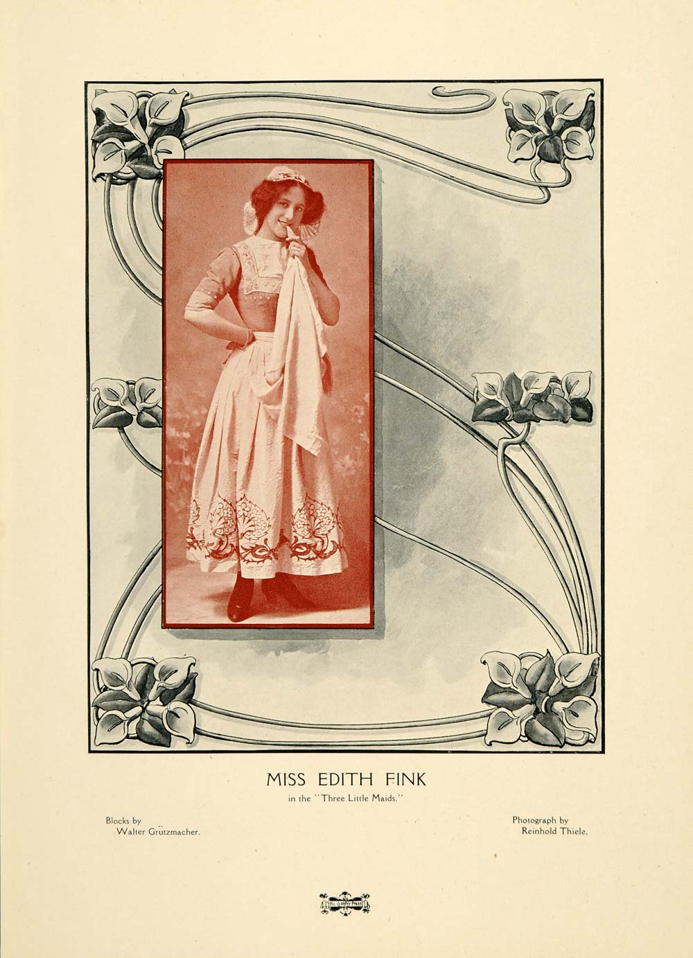 1907 Print Edith Fink Actress Three Little Maids Art Nouveau Zantedeschia PNR7
