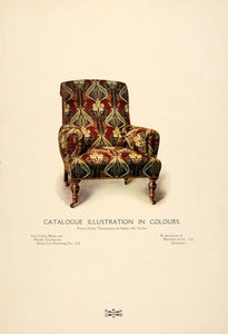 1907 Print Wing Chair Upholstered Fabric Furniture Vintage Sydney Alf PNR7