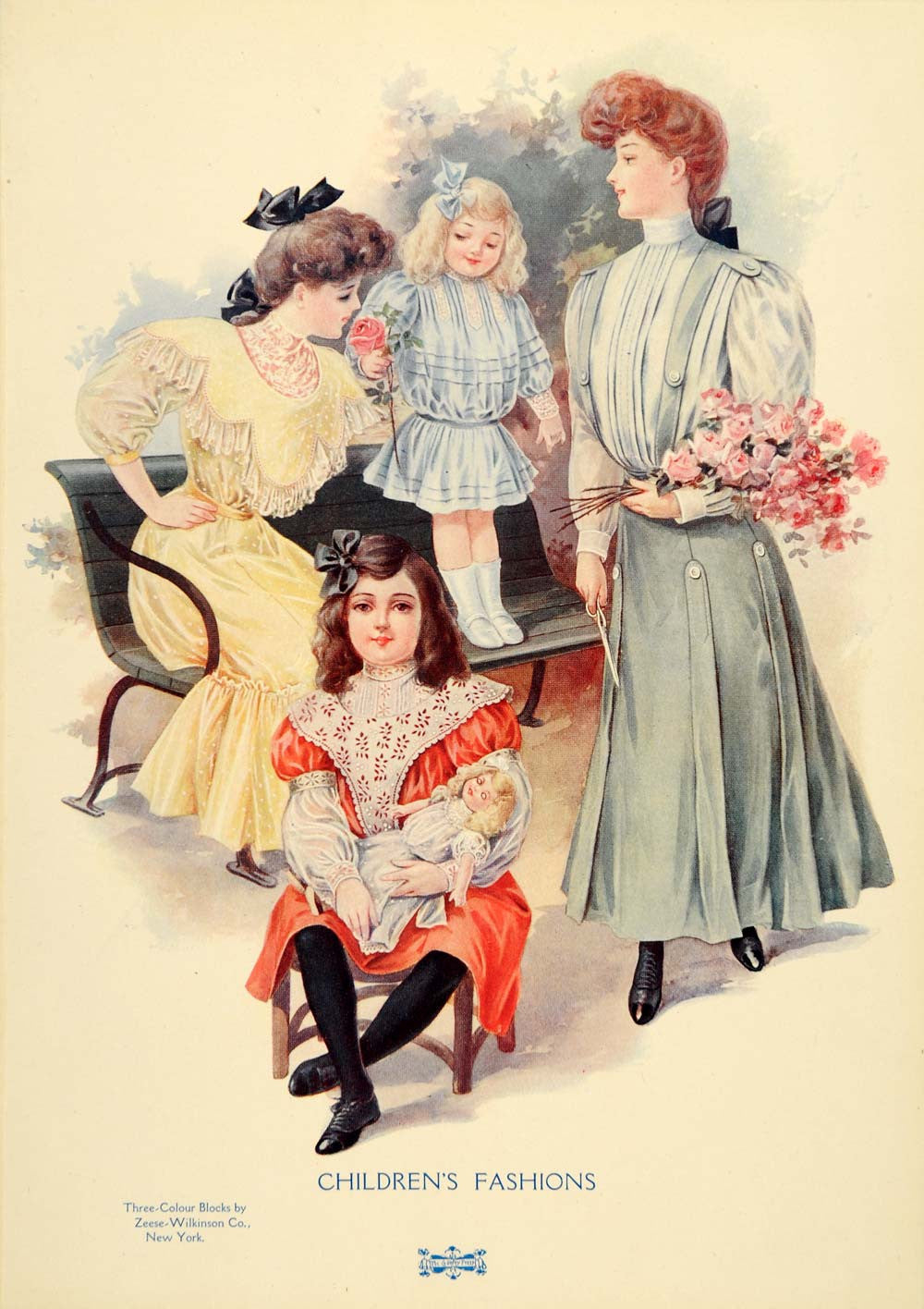 1907 Print Children Fashion Edwardian Clothes Dress Vintage Costume Lace PNR7 - Period Paper
