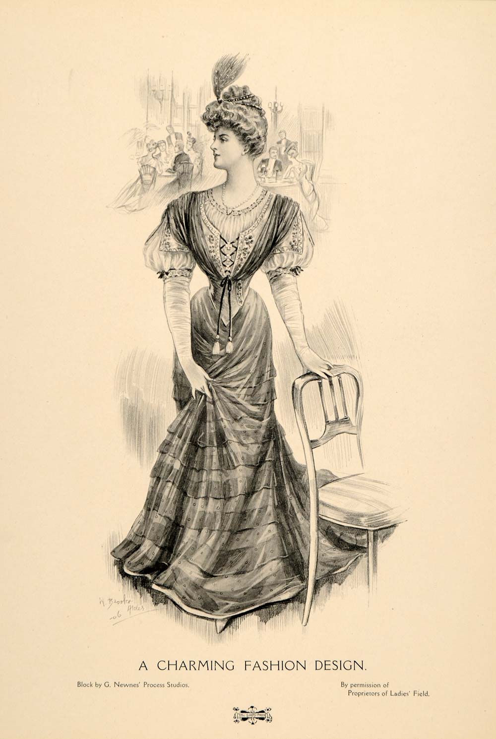 1907 Print Edwardian Lady La Belle Epoque Dress Costume Fashion G Newn Period Paper Historic Art LLC 1907 Print Edwardian Lady La Belle Epoque Dress Costume Fashion G Newn Period Paper Historic Art LLC