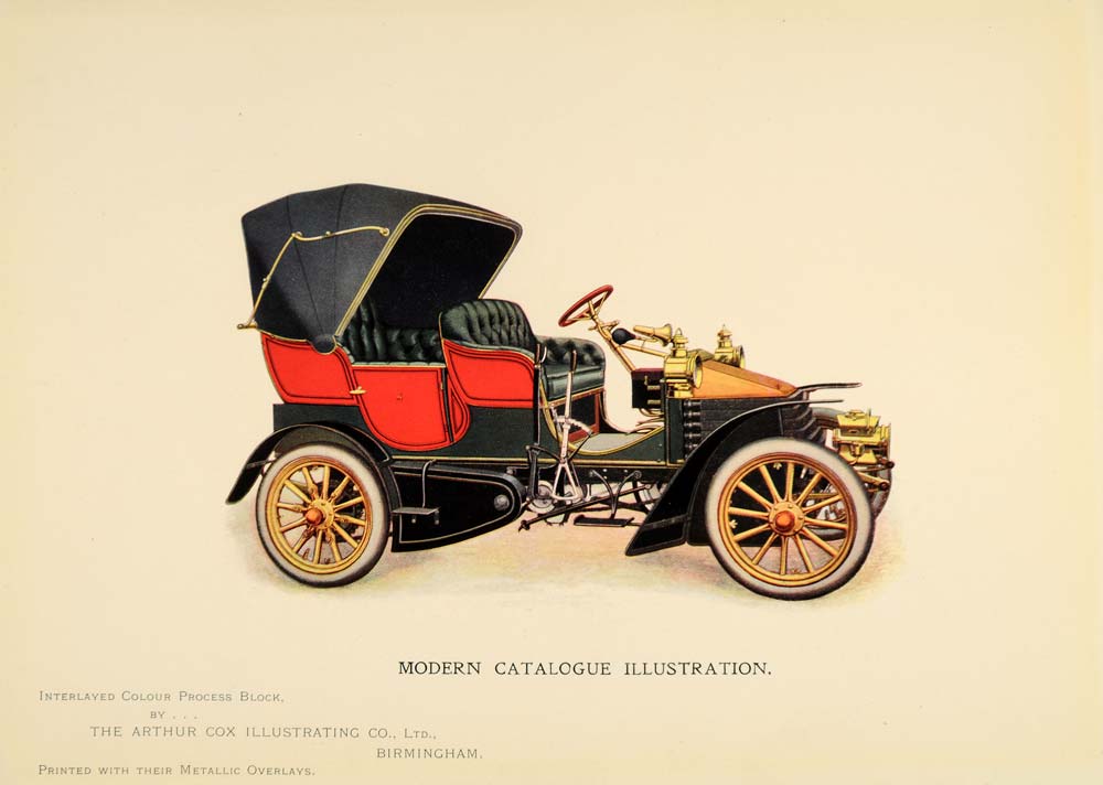 1905 Print Vintage Automobile Antique Car Illustration Arthur Cox PNR8