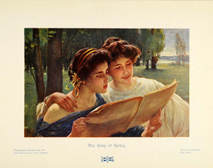 1905 Print Carl Zewy Song of Spring Music Singers Art Institute J. Lowy PNR8