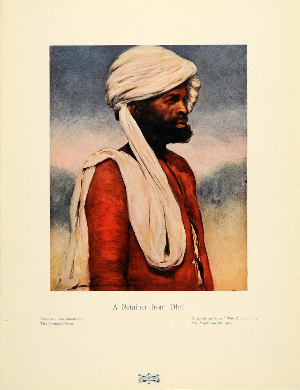 1905 Print Mortimer Menpes Durbar Man Turban Dhai India Three Color PNR8