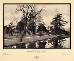 1905 Print Trentham Hall House Building Duke of Sutherland England Trees PNR8