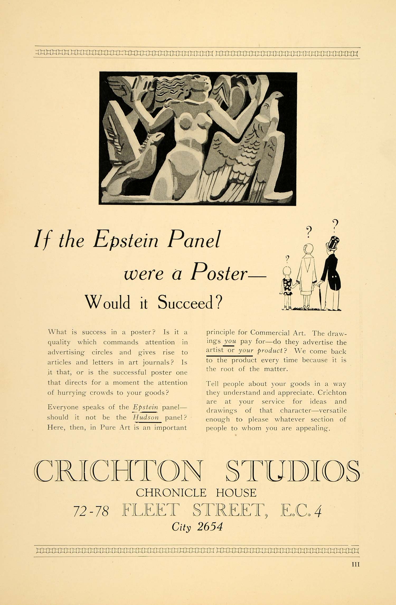 1927 Ad Crichton Studios London Art Deco Graphic Design Poster Nude Woman PO4