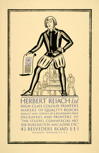 1929 Ad Herbert Reiach Printer Medieval Printing Press London Studio PO4