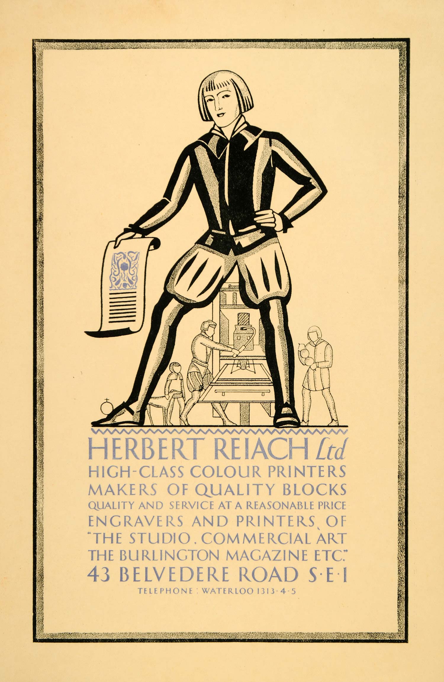 1929 Ad Herbert Reiach Ltd Printer Screw Printing Press Studio Commercial PO4