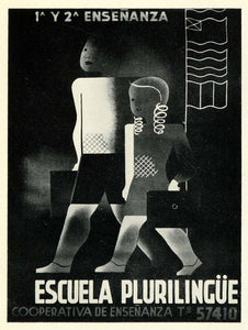 1936 Print Language School Madrid Education School Children Alonso Felix Art PO6