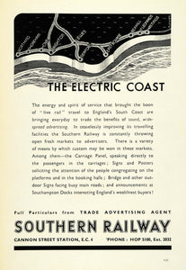 1936 Ad Southern Railway Train Travel England South Coast Route Southampton PO6