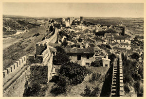 1942 Obidos Portugal Walled Town Glassner Photogravure - ORIGINAL POR1