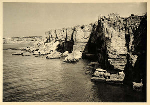 1942 Cascais Portugal Rocky Coastline Helga Glassner - ORIGINAL POR1