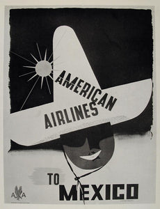 1947 Print American Airlines Mexico McKnight Kauffer Ad ORIGINAL HISTORIC POS1
