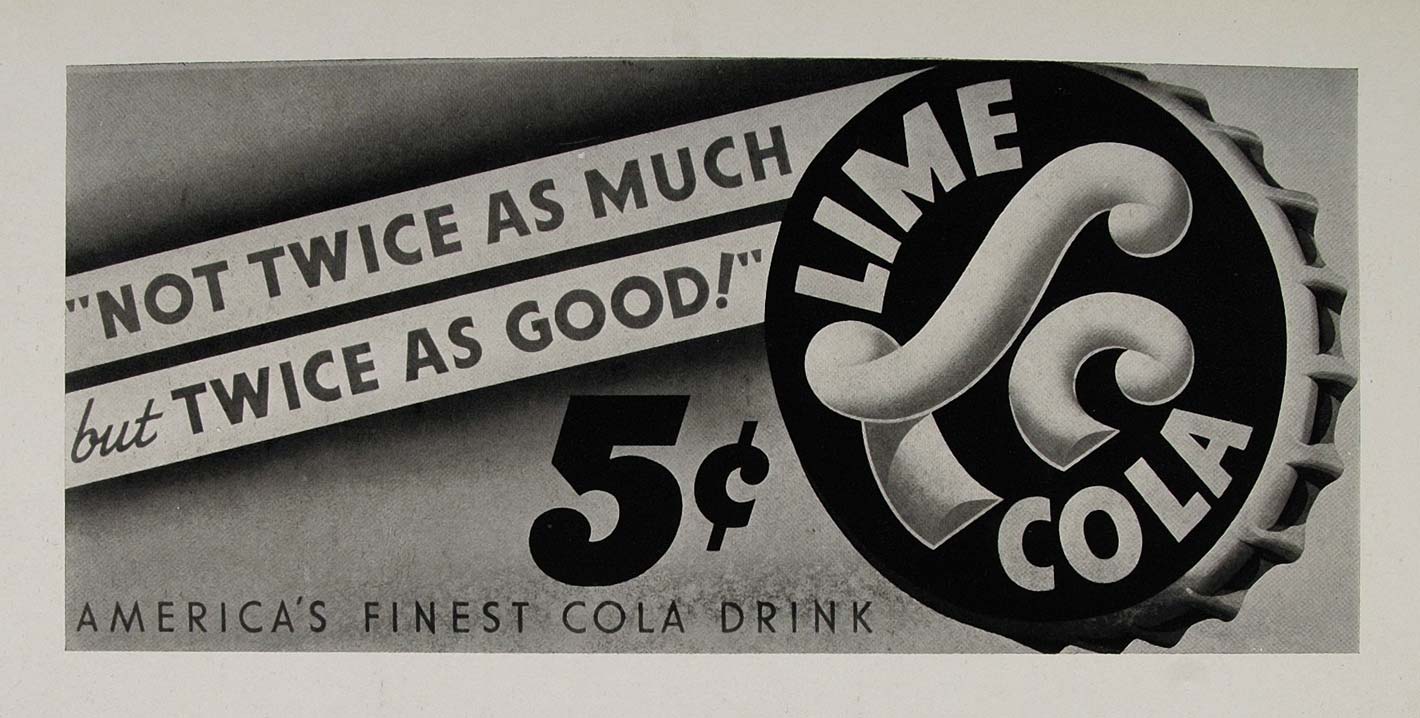 1947 Print Lime Cola Soda Jim Nash Studios Poster Ad - ORIGINAL HISTORIC POS1