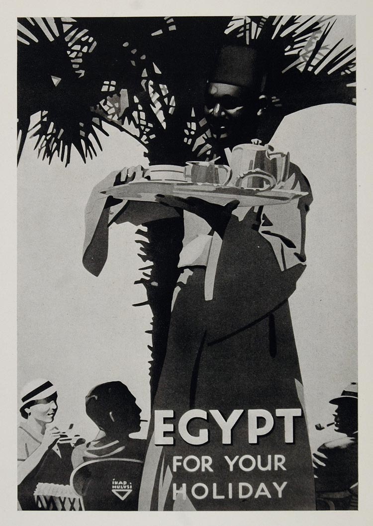 1947 Print Tea Tray Egyptian Man Egypt Travel Poster Ad ORIGINAL HISTORIC POS1