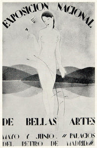 1928 Exposicion National de Bellas Arte Nude Madrid Ad ORIGINAL HISTORIC IMAGE