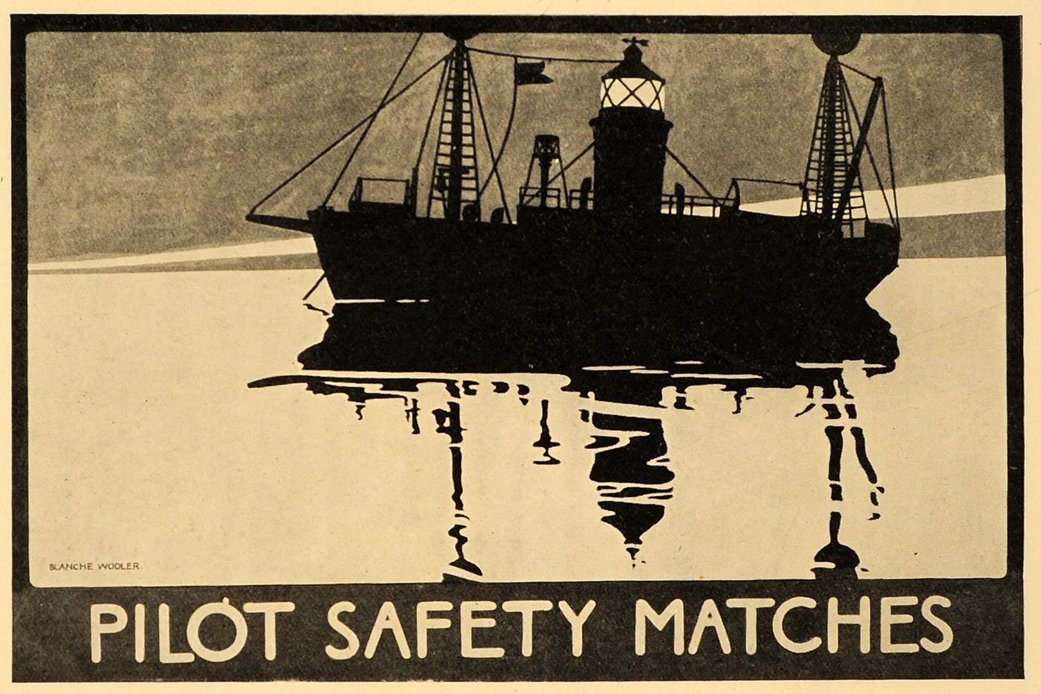 1927 Pilot Safety Matches Blanche Wooler Poster Print ORIGINAL HISTORIC POS3