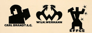 1927 Karl Schulpig Trademark Graphic Designs B/W Prints ORIGINAL HISTORIC POS3