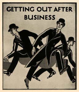 1927 Kathleen Burrell Businessmen Folder Cover Print - ORIGINAL HISTORIC POS3