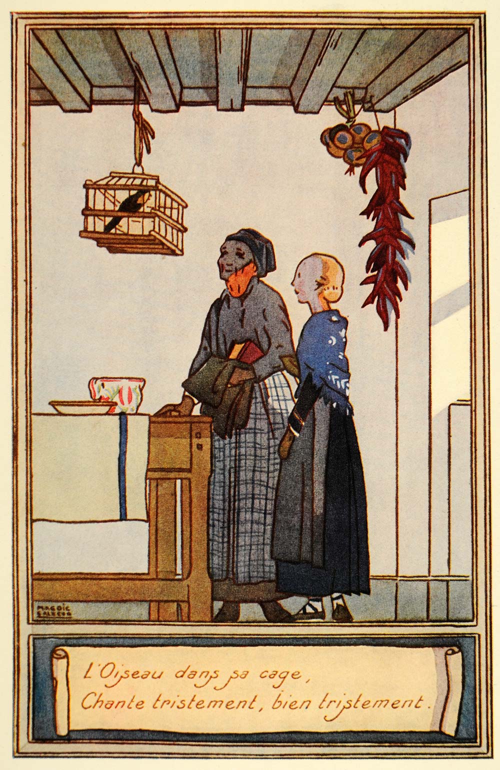 1926 Maggie Salzedo Bird Cage Mini Poster Color Print - ORIGINAL POS8A