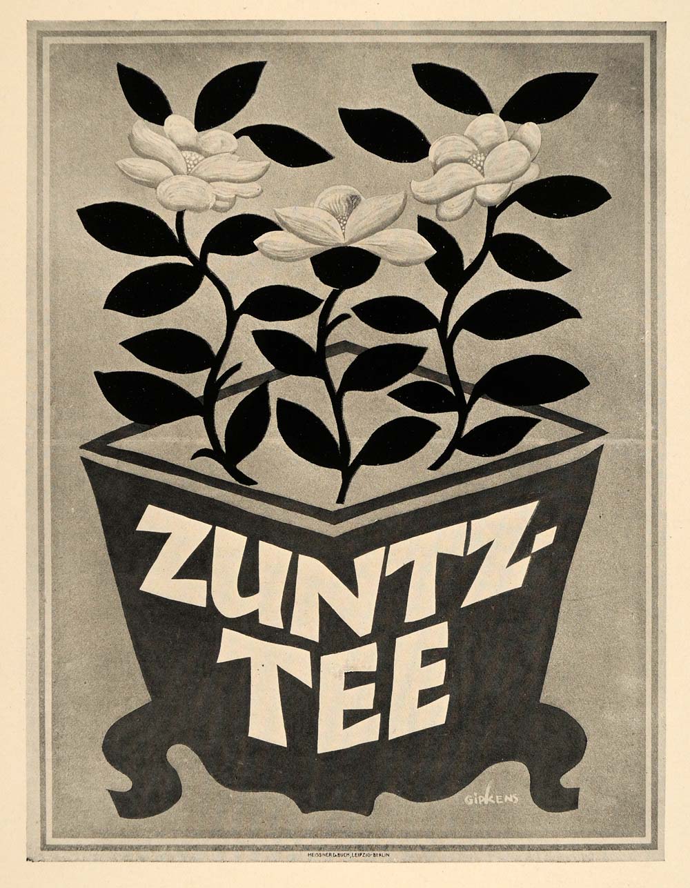 1926 Julius Gipkins Zuntz Tee Tea Plant Halftone Print ORIGINAL HISTORIC POS8A