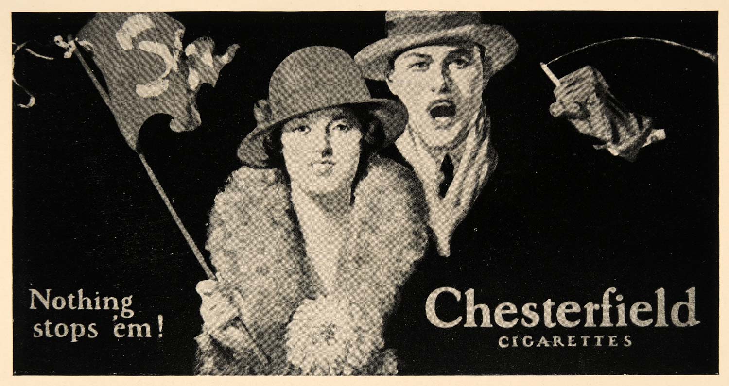 1926 Walter Whitehead Chesterfield Cigarettes Print - ORIGINAL HISTORIC POS8A