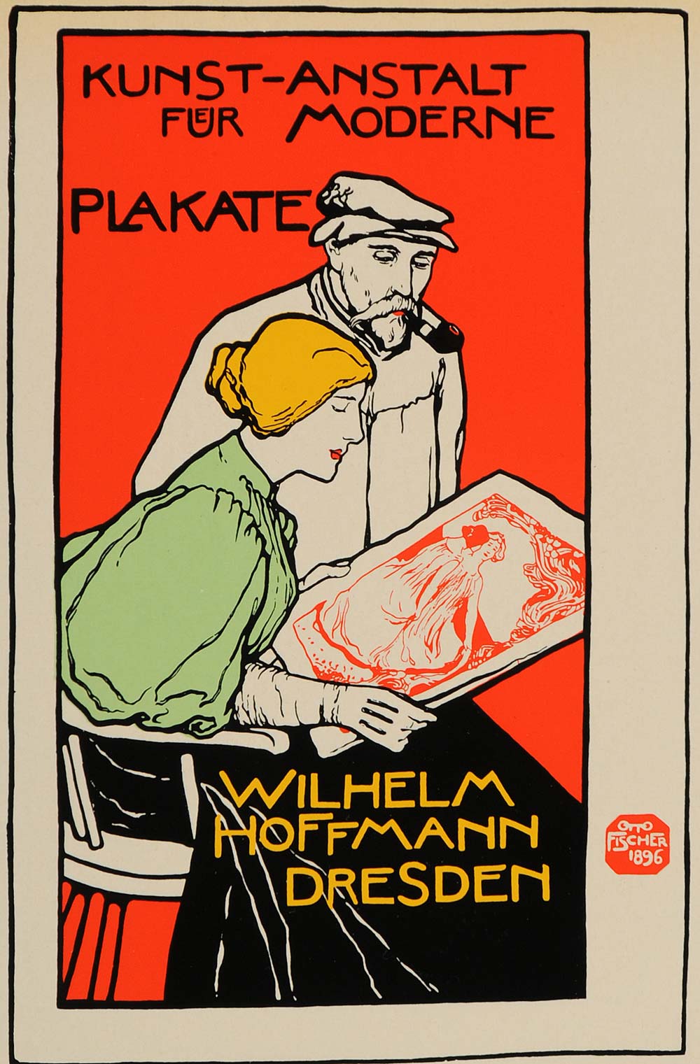 1918 Otto Fischer Couple Pipe Tobacco Kunst-Anstalt Moderne News Art POSA1
