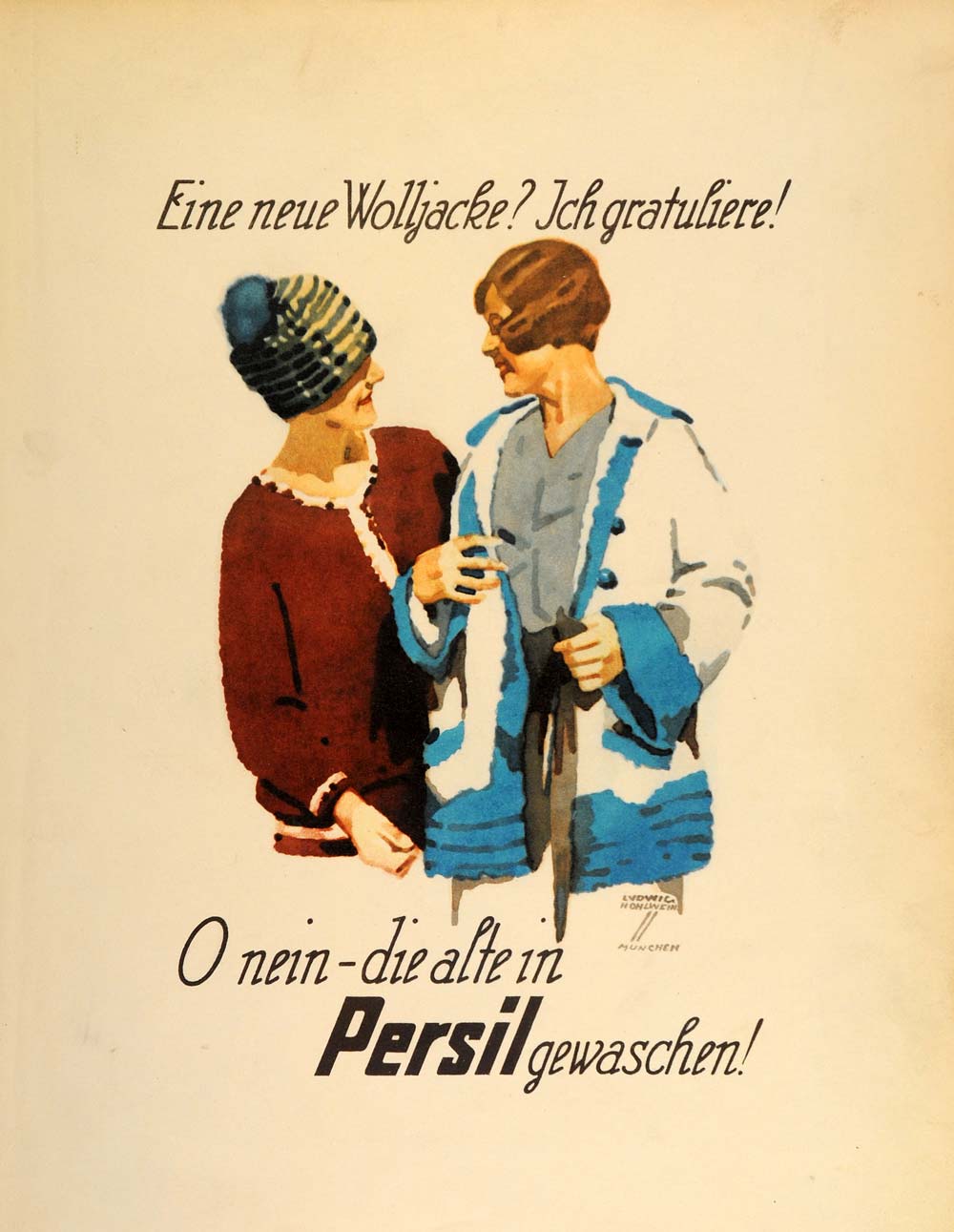 1926 Lithograph Ludwig Hohlwein Persil Laundry Soap Detergent German Poster Art