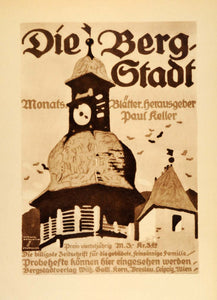 1926 Photogravure Ludwig Hohlwein Die Bergstadt Paul Keller German Poster Art Ad