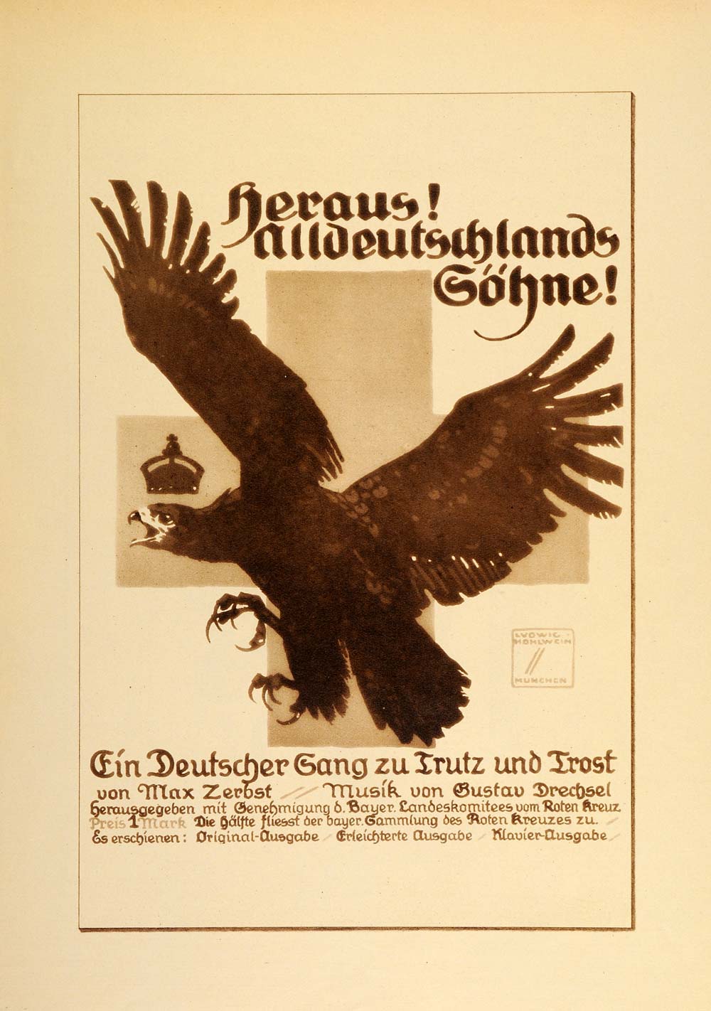1926 Photogavure Ludwig Hohlwein Eagle German Poster Poster Art Advertising