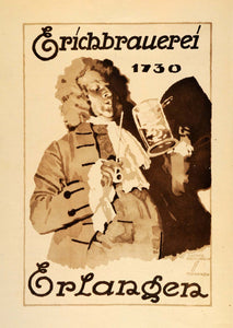 1926 Photogravure Hohlwein Erichbrauerei Beer Bier Erlangen German Poster Art Ad