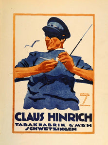1926 Lithograph Ludwig Hohlwein Claus Hinrich Pipe Tobacco German Poster Art Ad